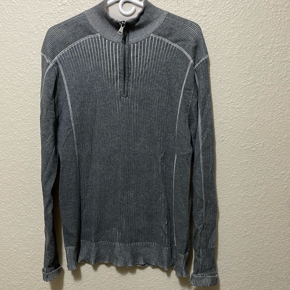 BKE Men's Gray Cotton Quarter Zip Sweater. Very Good Condition. Size XL.